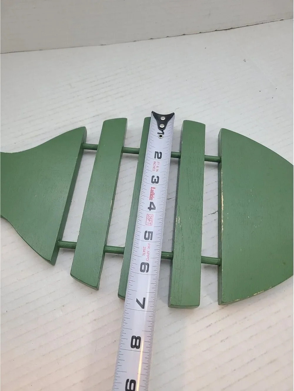 Green Wooden Fish Shaped Vintage Trivet Hot Plate Wall Art